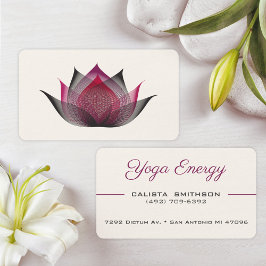 Modern Rosa Black Lotus Flower-Elegant, unik Yoga Visitkort