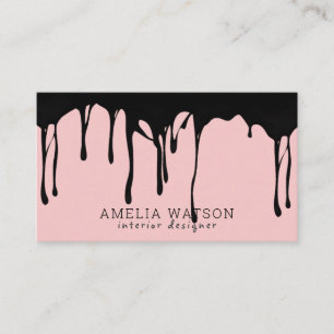 Modern  Rosa Black Paint Sömlös avbildning Visitkort