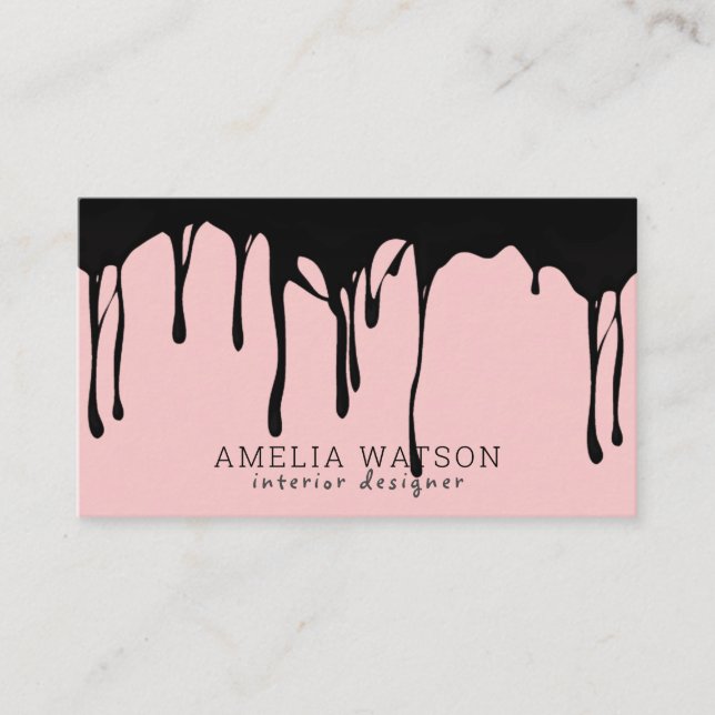 Modern  Rosa Black Paint Sömlös avbildning Visitkort (Framsida)