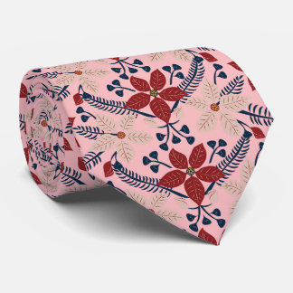 Modern Rosa, blått och rött Blommönster Slips