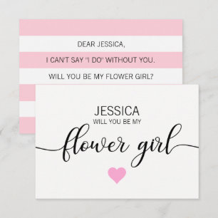 Modern ROSA blir du min FLOWER GIRL? Inbjudningar