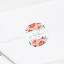 Modern Rosa Blommig Akvarell Bröllopsdusch 