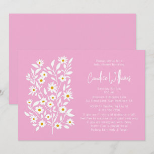 Modern Rosa Blommig Par Babyshower Inbjudningar