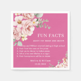 Modern Rosa Blommig Rolliga Fakta Bröllop  Pappersservett