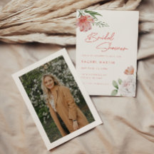 Modern Rosa Blommig Skriftlig Bröllopsdusch