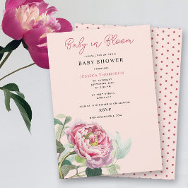 Modern  Rosa Blommigt Baby i Bloom Baby Shower Inbjudningar