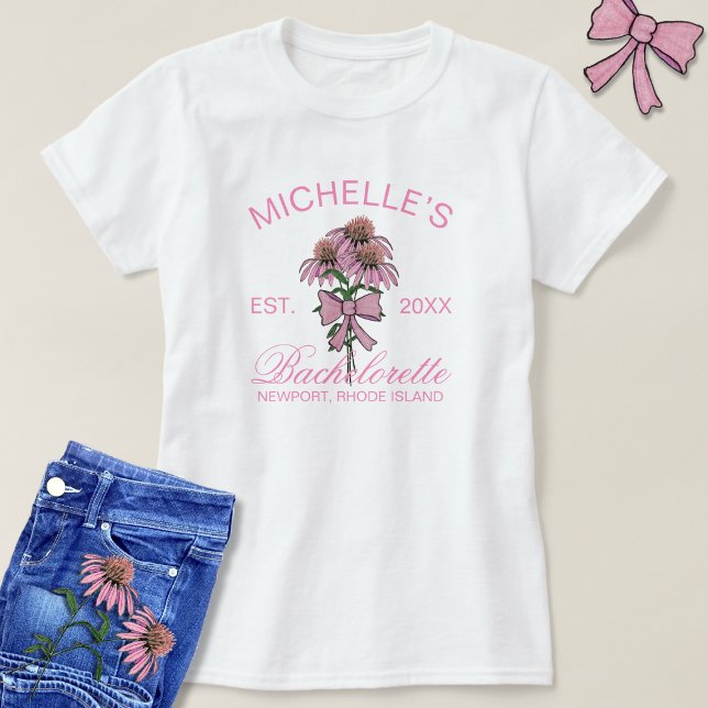 Modern Rosa Blommigt Bach Party Bachelorette T Shirt (Skapare uppladdad)