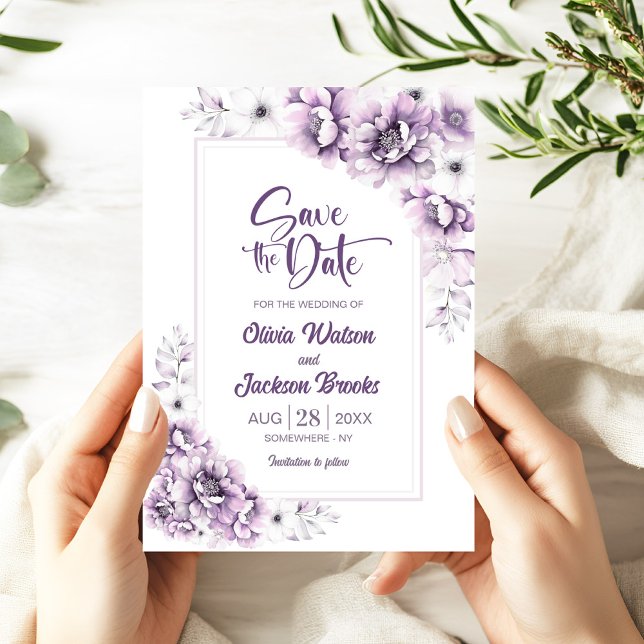 Modern Rosa Blommigt Bröllop spara datum Inbjudningar (Skapare uppladdad)