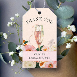 Modern Rosa Blommigt Champagne Möhippa Presentetikett