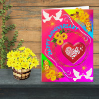 Modern Rosa Blommigt Doves Boho Elegant Chic Trind
