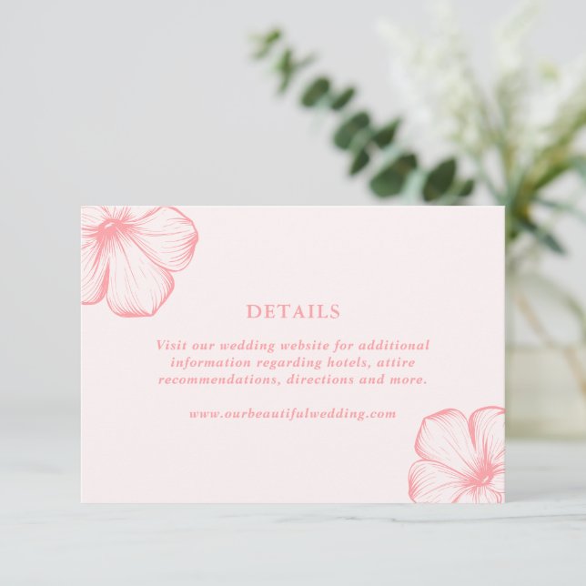 Modern Rosa Blommigt Elegant bröllop Tilläggskort (Stående Fram)