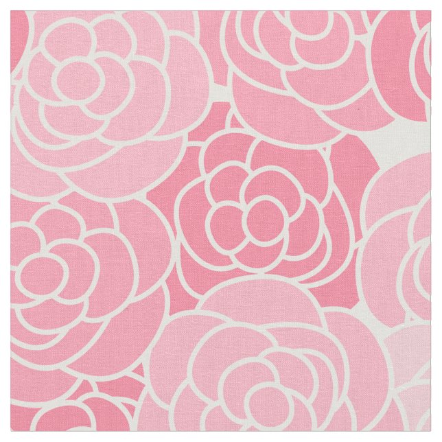 Modern Rosa Blommigt Fabric Tyg (Närbild)