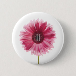 Modern Rosa Blommigt Gerbera Daisy Button Knapp