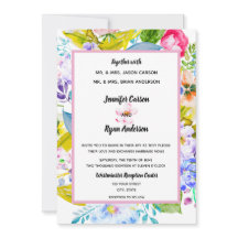 Modern Rosa Blommigt - inbjudan till Romantic Wedd