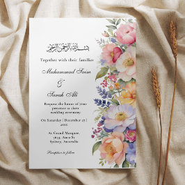 Modern Rosa Blommigt islamisk muslimsk inbjudan
