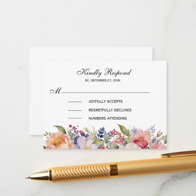 Modern Rosa Blommigt islamisk muslimsk inbjudan (Fram/Back In Situ)