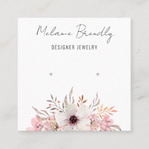 Modern Rosa Blommigt Juelry Earring Visning Fyrkantigt Visitkort