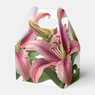 Modern Rosa Blommigt Lilies och Grönt botaniska Presentaskar
