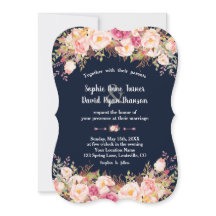 Modern Rosa  Blommigt, marinblå Bröllop