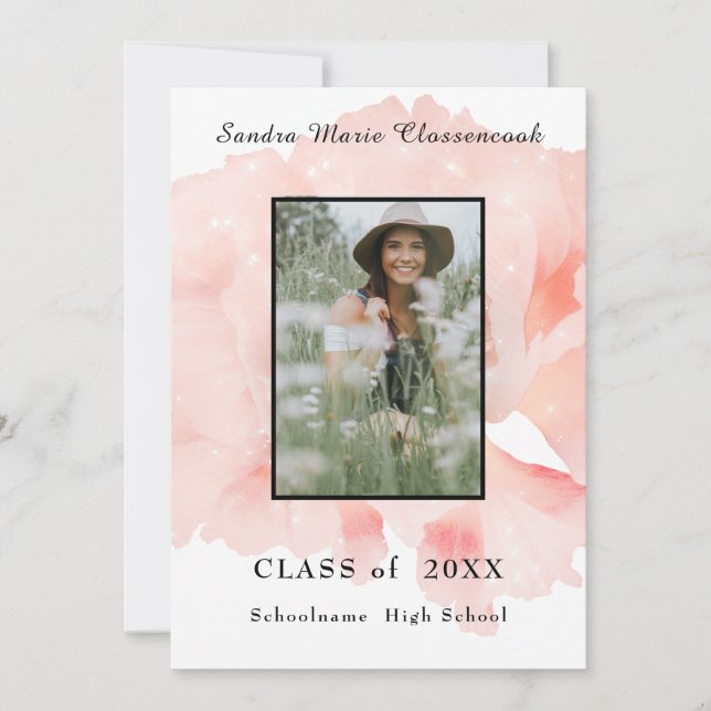 Modern Rosa blommigt minimalistisk studenten Meddelande (Framsida)