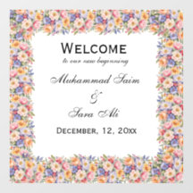 Modern Rosa Blommigt Nikah Muslimska inbjudan