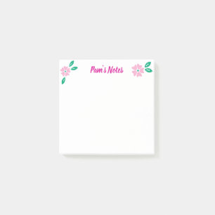 Modern Rosa Blommigt Post-it Block