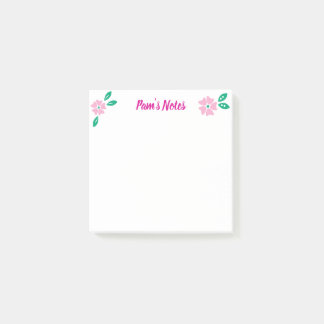 Modern Rosa Blommigt Post-it Block