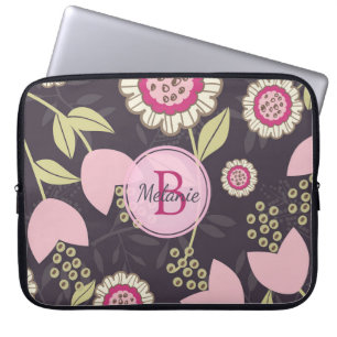 Modern Rosa Blommigt Tulip Mönster Personlig Laptop Fodral