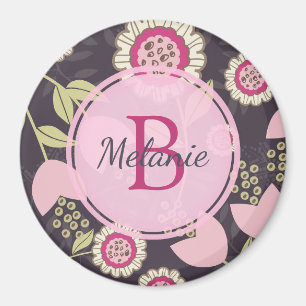 Modern Rosa Blommigt Tulip Mönster Personlig Magnet