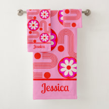 Modern Rosa Blommönster med Namn