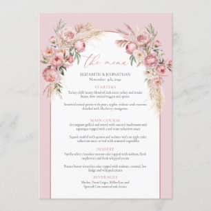 Modern rosa blommor boho arch pampas Meny