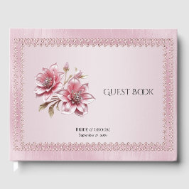 Modern Rosa Blommor Gästbok