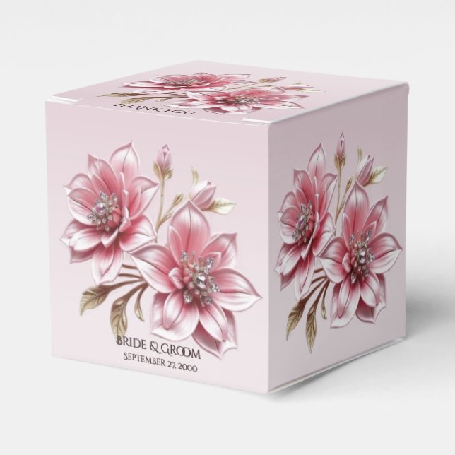 Modern rosa blommor presentförpackning presentaskar (Framsidan Sidan)