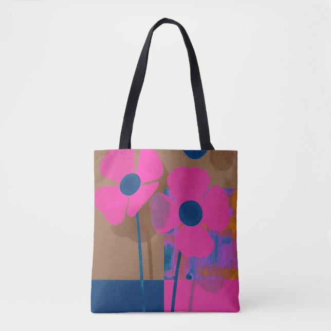 Modern rosa blomsterhandväska / Minimal djärv blom Tygkasse (Framsida)