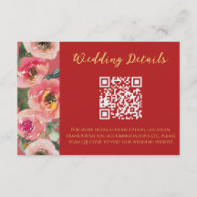 Modern rosa blomsterkant kinesisk bröllops QR-kod