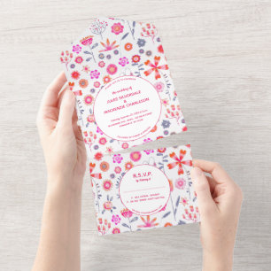 Modern Rosa Blomsterträdgård Boho Bröllop