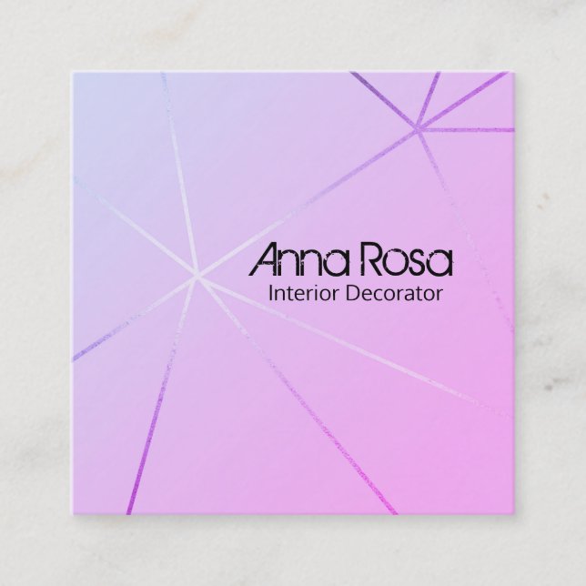 *~* Modern Rosa Blue Geometric Ro-guldfolie Fyrkantigt Visitkort (Framsida)