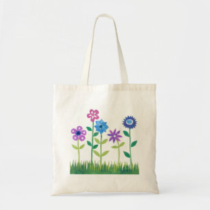 Modern Rosa, Blue, Mauve Flowers Design Tygkasse