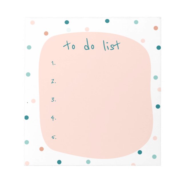 Modern Rosa Blue Polka dot to Do List Organisation Anteckningsblock (Framsida)
