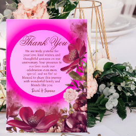 Modern Rosa Boho Blommigt Bröllop-årsdagen Party Tack Kort