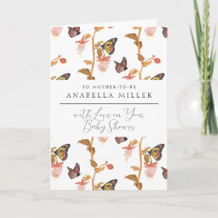 Modern Rosa Boho Butterfly Girl Baby Shower Kort