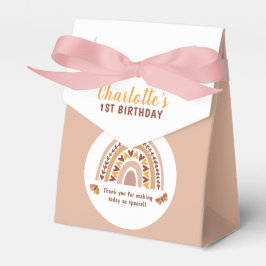 Modern Rosa Boho Rainbow 1:a födelsedagen Tack Presentaskar