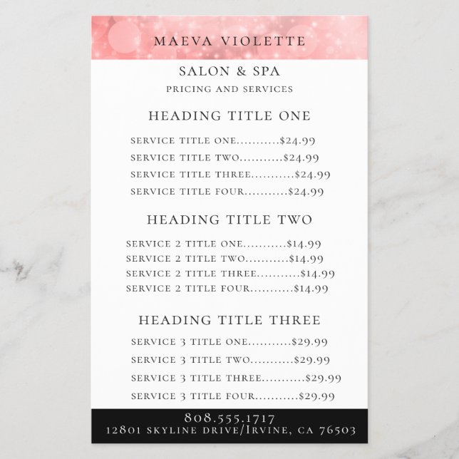 Modern Rosa Bokeh Business Service/Pricing Flyer (Framsidan)