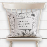 Modern  Rosa - Botaniskt Blommigt Kudde<br><div class="desc">Jag funderade på hur jag skulle kunna ta med mitt bästa affärskort i andra produkter och tro att det skulle se härligt ut på en kudde! Det här är resultatet:) Jag kan se det i en salon i väntrummet, och tänka det är så sött! Denna rosa, moderna botaniska utformning utgör...</div>