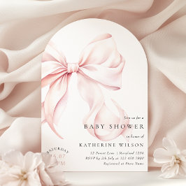 Modern Rosa Bow Baby Shower Inbjudningar