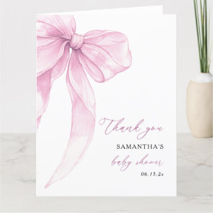 Modern Rosa Bow Baby Shower Tack Kort