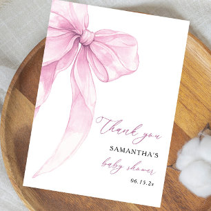 Modern Rosa Bow Baby Shower Tack Kort