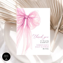 Modern Rosa Bow Baby Shower Tack Kort