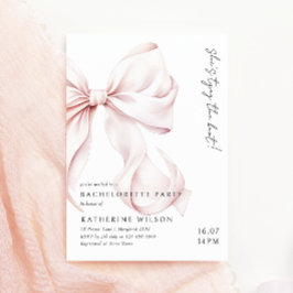 Modern Rosa Bow Bachelorette-partiets inbjudan