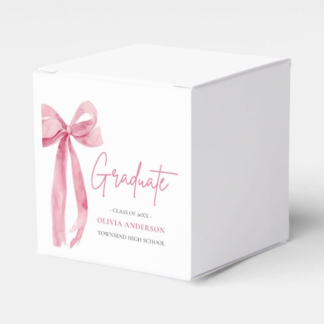 Modern Rosa Bow Coquette Examensfirande Presentaskar (Framsidan Sidan)